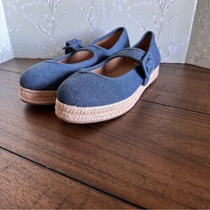 Me Too Denim Mary Jane Espadrille Flats Sz 11